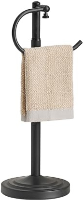 RFOUO Hand Towel Holder Stand Counter, Handtuchständer Für Die Arbeitsplatte, Geeignet Für Waschbecken Und Badezimmerwaschtische, Handtuchhalter Ausziehbar, Edelstahl, Schwarz