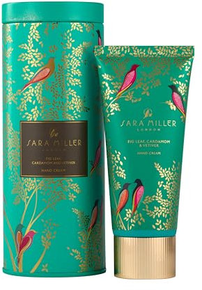 Sara Miller London Hand Cream 100ml in Tin, Shea Butter, Scented with Fig Leaf and Cardamom, Beauty Gift For Her, Travel Size Hand Moisturiser, Cruelty and Vegan Friendly