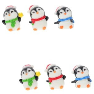 PRETYZOOM 2 Sätze Mikrolandschaft Pinguin Spitzkerzenhalter Essbarer Glitzer Kuchendekoration Party-Foto-Requisite Gefälschte Pflanzen Pinguin- Mikrotierfigur Harz 3 Stück * 2