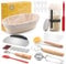 Clheatky Banneton Pain 25cm Ovale Set,11 Pièces Accessoire pour Faire du Pain, Kit Boulangerie Professionnel Rotin Naturel, Kit Pain au Levain pour les Débutants, les Boulangers Expérimentés