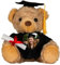 Mystery Pins Personalised Graduation Teddy Bear with Your Photo, 23cm, Black Cap and Gown with Photo Heart, Diploma Scroll