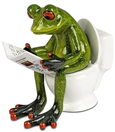 formano Frosch Figur auf Toilette mit Zeitung – Lustige Dekofigur aus Keramik – Frosch Deko für Bad & Gäste-WC – witzige Badezimmerfigur – Geschenkidee (Zeitung WC)