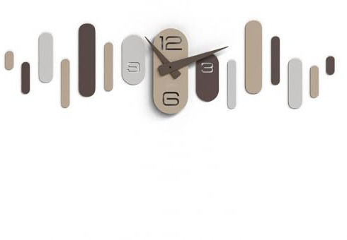 Giallobus - Geotime Uhr - Wave - MDF-Holz - Geotime - 07W_Slate - Moderne Wanduhr – 3D-Klebezahlen – Modulares Design