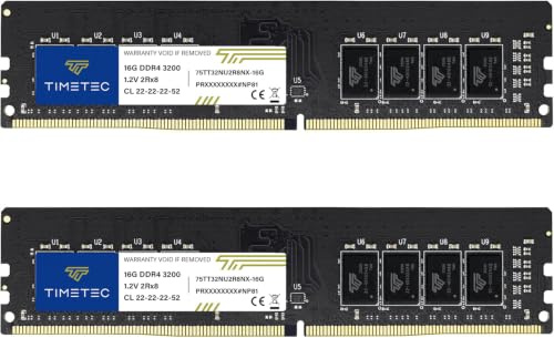 Timetec Premium 32 Go KIT(2x16Go) DDR4 3200 MHz (PC4-3200AA) PC4-25600 UDIMM RAM de Bureau – Non ECC sans Tampon, 288 Broches, 1,2 V, CL22 Module de mémoire DIMM