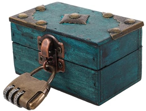 SUPVOX Boîte À Bijoux Vintage En Bois Avec Serrure À Code Coffret De Rangement 3.54 X 2.17 X 1.97 in Pour Colliers Bagues Et Bibelots Organiseur Rétro Portable Pour Décoration Intérieure