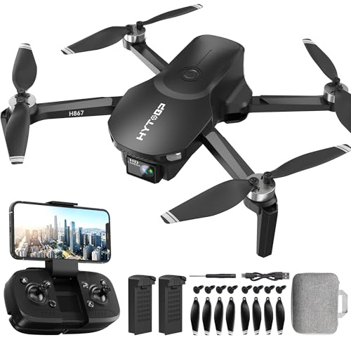 HYTOBP H867 Drone with 4K Camera for Adults and Beginners, Brushless Motor Foldable RC Quadcopter, 36 Mins Flight Time with 2 Batteries, Optical Flow, Headless Mode, 360° Flips, One Key Takeoff(Black)