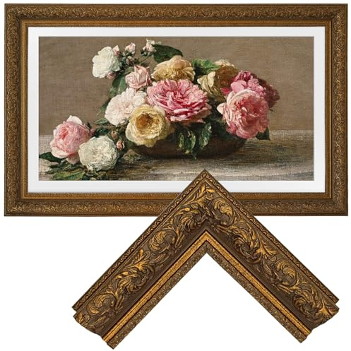 Samsung the Frame TV Bezel/Mounts,compatible ONLY with Samsung The Frame TV 55/PRO(Fits 2021-2026 models, model codes:55LS03A/B/C/D/FA/HE/HW) (Deep Gold, 55-LS03)