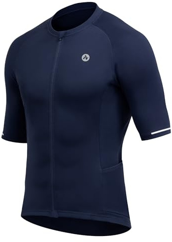 Nepest Cycling Jersey Men Bike Shirt Short Sleeve UPF 50+ | Mens Biking Jersey, 6 Pockets, 4-Way Stretch, Moisture Wicking, Full Zip, Reflective, Quick Dry, Breathable, Road Riding Tops