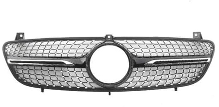 Für Für W639 Für Viano Für Vito 2006–2010 Frontstoßstangen-Kühlergrill Im Diamant-Design(Black and Silver)