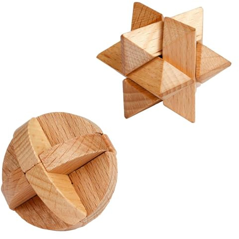 Toi-Toys Holz Gehirn Puzzle 3D Denkspiel für Kinder und Erwachsene