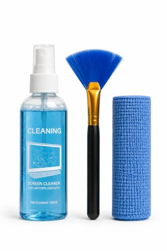 Screen Cleaner Spray for TV, Laptop, Macbook, Computer, Monitor, Mobile Phone Cleaning Kit including Brush and Microfibre Cleaning Cloth, 100ml