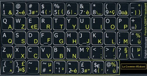 LA CAVERNE D'EABANI Touches Autocollantes Clavier QWERTY AZERTY FR Étanche Vinyle Blanc Compatible avec Clavier d'ordinateur portable, Ordinateur