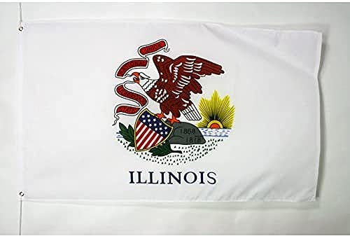 AZ FLAG - Flagge Illinois - 90x60 cm - Bundesstaat Illinois Fahne 100% Polyester mit Messing-Ösen - 50g