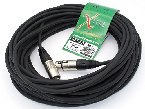 X-LEAD MC10GD200BK serie GOLD - Cavo microfonico professionale di qualità - XLR/XLR - Connettori originali INCO - (20 m, nero) - MADE IN ITALY - by INCO
