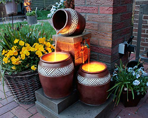 Fuente con iluminación led de jardín en forma de cascada