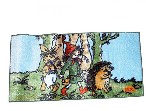 PIXI Kinderteppich Motiv Hase und Igel blau grün 67 x 130 cm