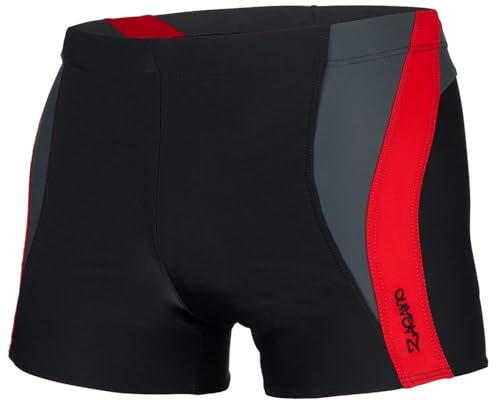 Zagano Maillot de Bain Homme Moulant avec Cordon de Serrage, Garçon, Noir Gris Rouge 3XL