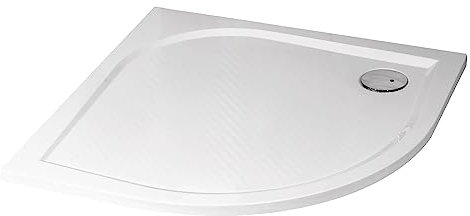 ONDÉE, Receveur de douche HESTIA, Receveur à poser extra-plat, 1/4 de cercle 90x3cm, Texture Antidérapante, Béton de synthèse composé de résine, particules de quartz et de carbonate de calcium, Blanc