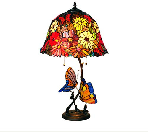 Yjmgrowing 16-Zoll Sonnenblume Tiffany Stil Gesteppte Glastisch Lampe mit Metall-Basis für Schlafzimmer-Studierendenzimmer Art Lighting,E27-Glühbirnen Nicht enthalten