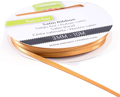 Vaessen Creative 301002-0021 Satinband Hellbraun, 3 mm x 10 Meter, Schleifenband, Dekoband, Geschenkband und Stoffband für Hochzeit, Taufe und Geburtstagsgeschenke, 3MM