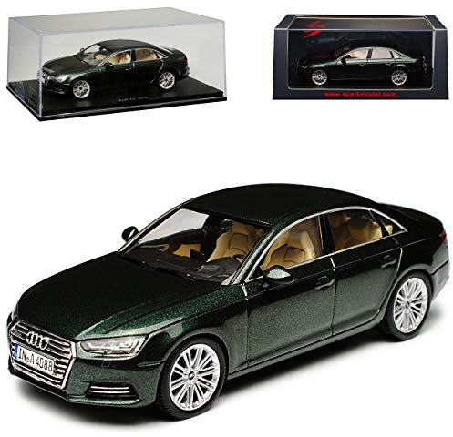 Spark A-U-D-I A4 B9 Limousine Gotland Grün Ab 2015 1/43 Modell Auto mit individiuellem Wunschkennzeichen