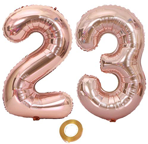Luftballons Zahl 23 rosegold Nummer 23 Luftballon 23 Rosegold Folienballon 23. Geburtstag deko frauen, 32 Zoll Große Ballon Zahl 23 Riese Heliumfolie 23 jahre Geburtstag deko frau Mädchen