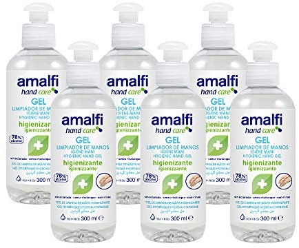 Set 6 pezzi - Gel Igienizzante per Mani con 78% di Alcool Senza Risciacquo da 300ml con Tappo Flip