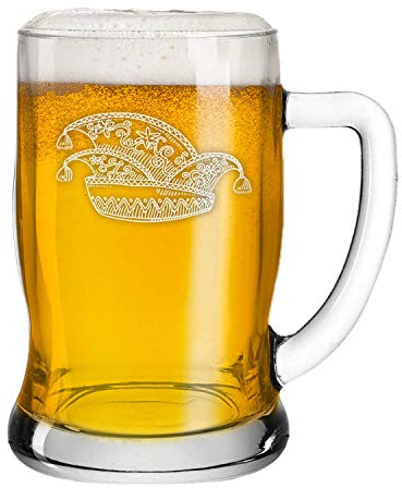 Deitert Leonardo Bierseidel 0,5l Taverna mit Narrenkappe – Bierkrug mit Henkel, Gravur und Narrenkappe, Leonardo Gläser mit Teqton Qualität