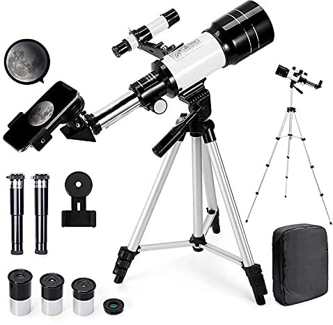 𝟮𝟎𝟮𝟮 𝞜𝗘𝗪 Telescopio Astronómico Zoom 150X HD 300/70 mm de Alta Ampliación Alcance de Viaje con Trípode, Portátil Equipado con Mochila y Adaptador de Teléfono Inteligente para Adultos, Niños