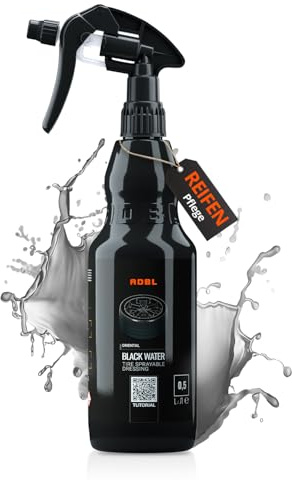 ADBL Black Water (500ml) - Reifendressing & Kunststoffpflege - Schützt vor UV-Strahlen, Straßenschmutz und Salz - Langanhaltender Schutz und Hydrophobie für Reifen, Gummi und Kunststoff am Auto