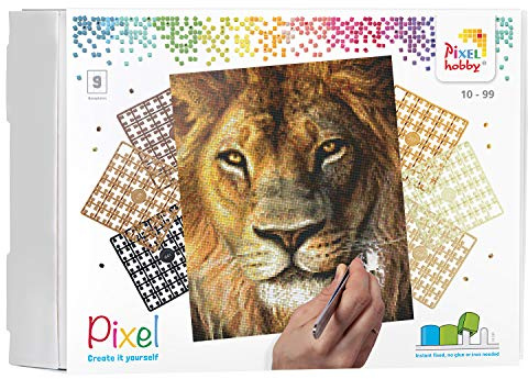 Pracht Creatives Hobby Pixel P090046 Mosaik Geschenkverpackung Löwe, Pixelbild ca. 30,5 x 38,1 cm, kinderleichtes Stecksystem, ohne Bügeln und Kleben, Steinchen aus Biokunststoff, ideal für Kinder