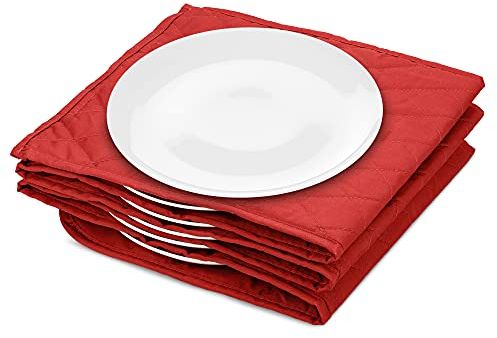 Navaris Chauffe assiette - Chauffe assiette électrique 200W avec câble 1m75 - Couverture en tissu pour chauffer environ 10 plats Ø32 cm - Bordeaux