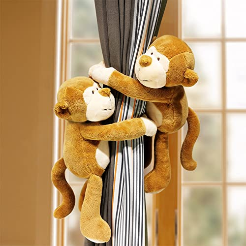 NC Vorhang-Raffhalter aus Stoff und Plüsch, Cartoon-Tiere, 2 Stück, 30 cm x 3 cm, B