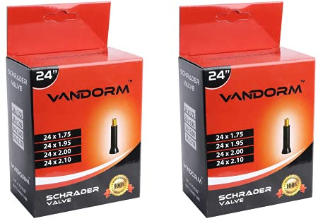 2 PACK Vandorm 24 x 1.75 - 2.10 Butyl Bicyle Schrader Valve Bike Inner Tube Pack