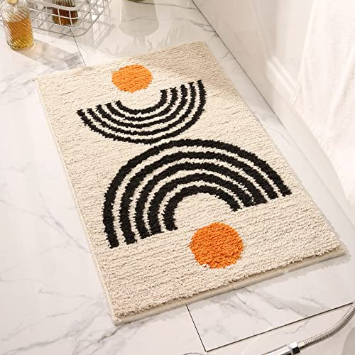 ZZDXL Badezimmerteppich Boho-Beige Duschvorleger rutschfest Badematte Saugfähig Badvorleger Gross Badteppich Mikrofaser Badteppiche Maschinenwaschbar 40X60cm