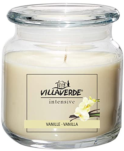 Villa Verde Duftkerze im Glas mit Deckel/Brenndauer ca.55 Std/Premium-Kerzen/Duftlicht/Duftkerzen/Tischkerze / (Vanille)