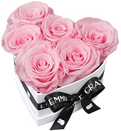 EG EMMIE GRAY Classic Infinity Rosenbox | Herz | Weiß – Traumhafte Infinity Rosen, 1-3 Jahre haltbare Rosen, Flowerbox mit echten, konservierten Rosen, edle Premiumrosen (S, Bridal Pink)