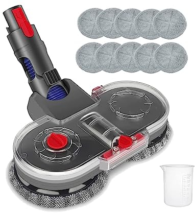 Trade-Shop Tête de balai électrique pour aspirateur Dyson V11 V10 V8 V7 V15 avec 10 serpillères, réservoir d'eau amovible, verre doseur