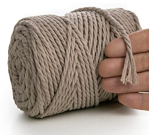 MeriWoolArt® Makramee Garn 4mm 75m Beige, Baumwollgarn Kordel, Dicke Macrame Cord für Makramee Wandbehang, Blumenampel, Vorhang und Mehr DIY Deco (Beige, 4mm x 75m)