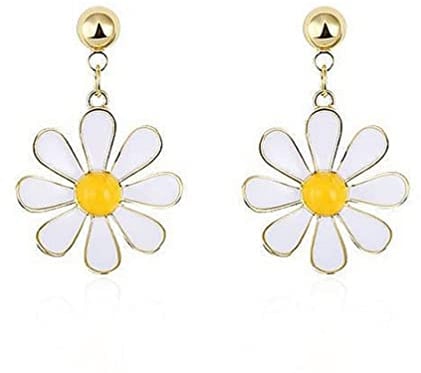 EVELYN Ohrringe für Damen 925 Sterling Silber und Vergoldet Sonnenblume Gänseblümchen Anhänger Tropfenohrringe Schmuck Geschenke für Frauen und Mädchen