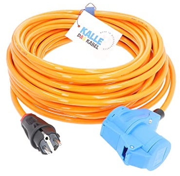 CEE Adapterleitung Kalle Blue Extreme Signal SCHUKO auf CEE Winkelkupplung 3G 2,5mm² 15 Meter