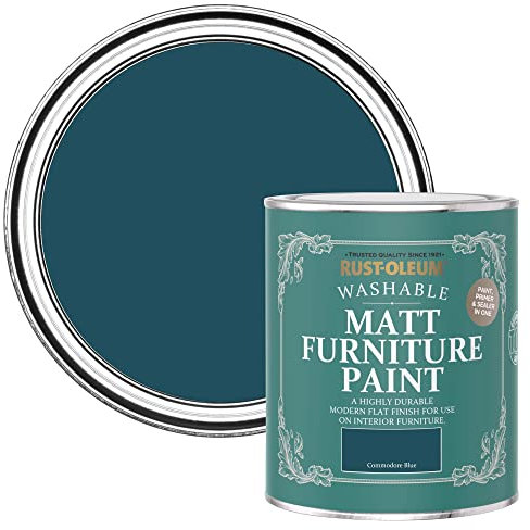 Rust-Oleum Blue Furniture Paint in Matt Finish - Commodore Blue 750ml