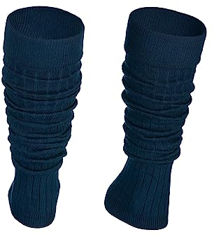 Ateena Cotton Leg Warmers, Rollable Warm and Comfortable Calves Undersuits, Ribbed Fancy Stylish, Extremely Nice Sports Gift, One Size, Navy Blue
