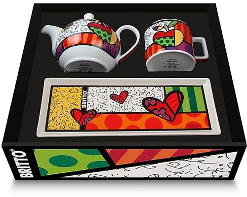 Egan Set Teiera, Tazza Cappuccino e Vassoio Collezione Britto Icons. Oggetto Realizzato in Porcellana Multicolore. La referenza è PBTSET/1ME