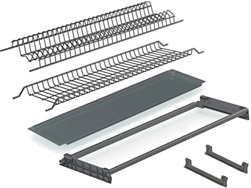 Fhuller Kit Scolapiatti 86 cm Zincato Nero Ardesia da Incasso per Mobile Pensile cm. 90 completo di Telaio Regolabile e Vaschetta