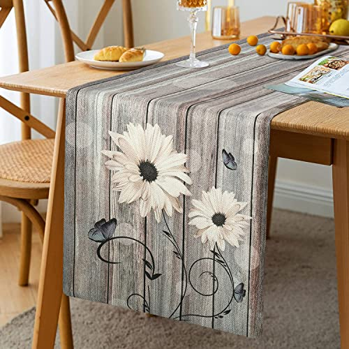Tischläufer Grau Modern Tischläufer Blumen Wohnzimmer Tischsets Antik Alt Rustikal Holz Leinen Tischläufer Platzsets Grün Blau Planken Scheune Tischläufer Läufer für Esstisch Party Hochzeit 33 x 183cm