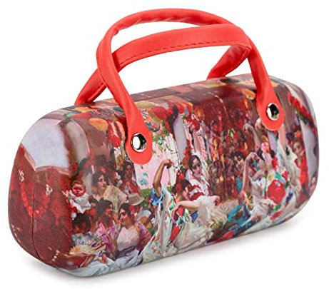 PracticDomus Astuccio rigido universale per occhiali con sistema di chiusura Flex e maniglie flessibili, Interno foderato in simil-velluto (Flamenco Art)