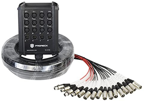PRORECK 12-Channel Low Profile XLR Send Circuit Board Snake Cables, XLR Splitter Cable for Live, Recording, Stage, Studio, 50 Feet Long (PR-12 * 4 * 50)