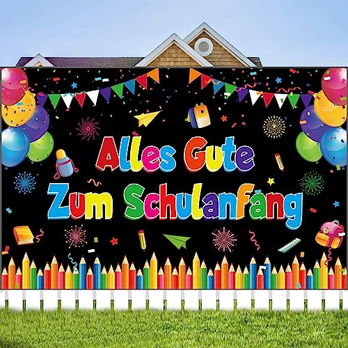 Einschulung Banner Deko,180 * 115cm Alles Gute Zum Schulanfang Banner, Schulanfang Backdrop Hintergrund Banner, Schuleinführung Deko für Kinder Mädchen Jungen