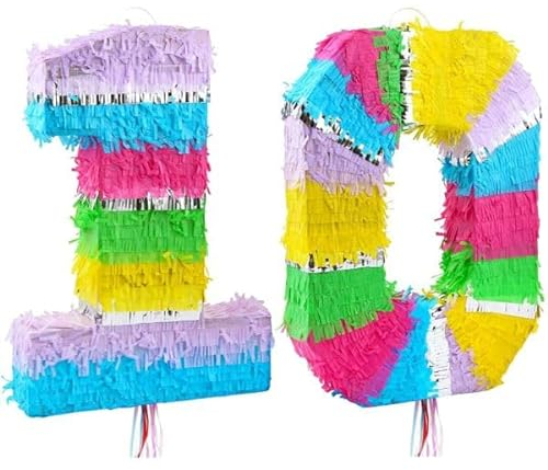 Playflip Pinata Zahl 10 bunt Pastell 10. Geburtstag